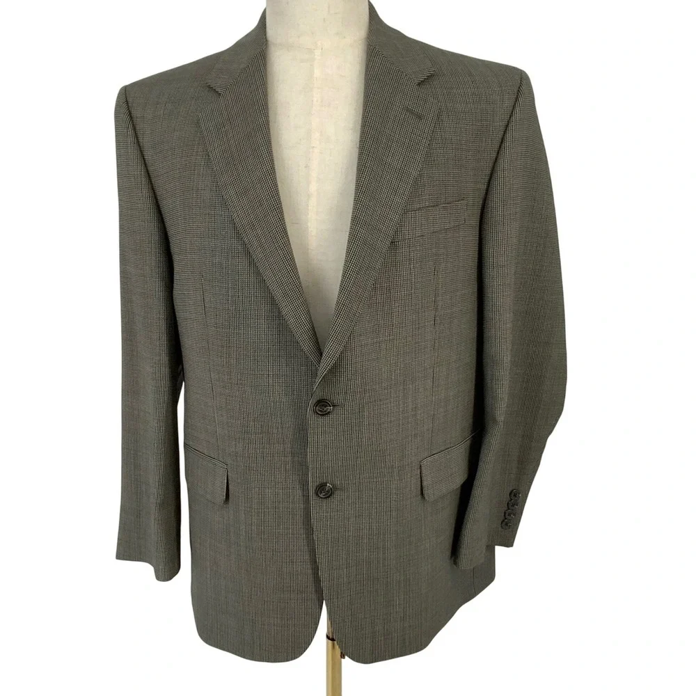 Ralph Lauren Men's Blazer Sport Coat Gray Houndstooth Two Button Size 42R‎